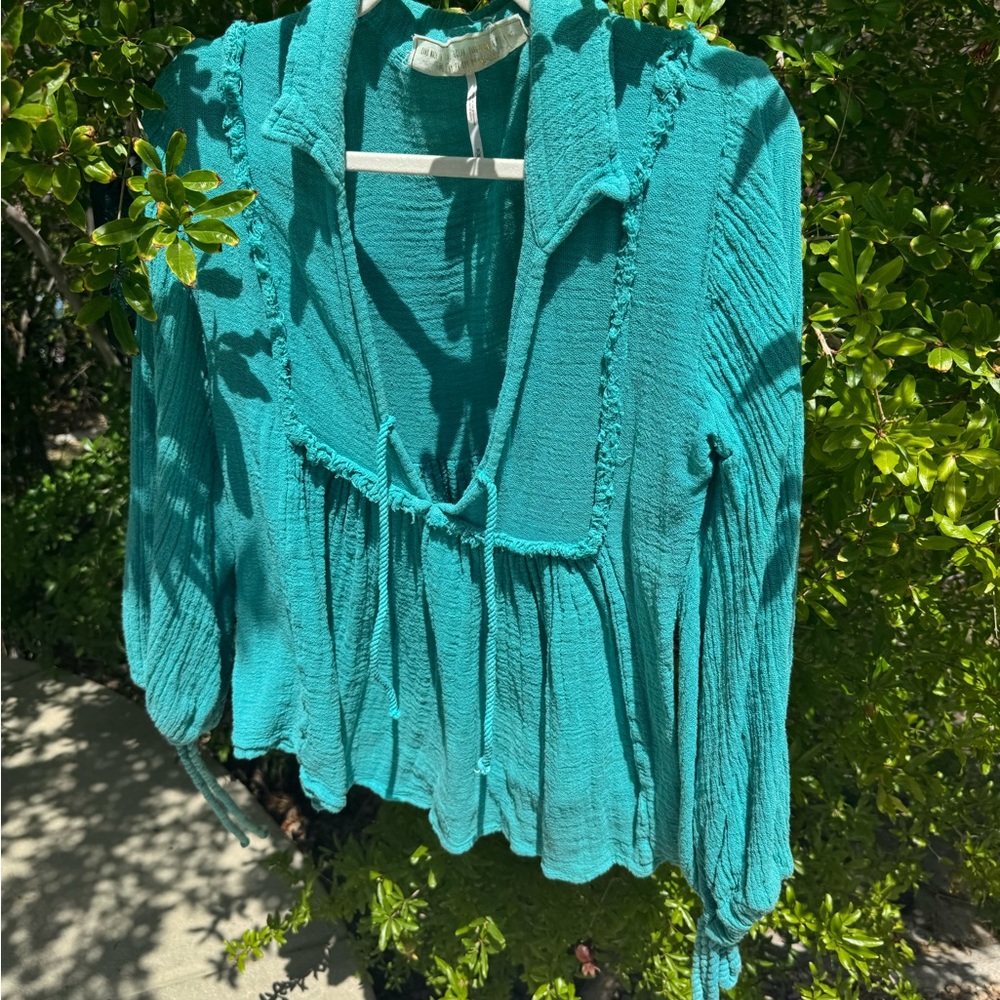Jen's Pirate Booty Turquoise Gauze Top Tunic
